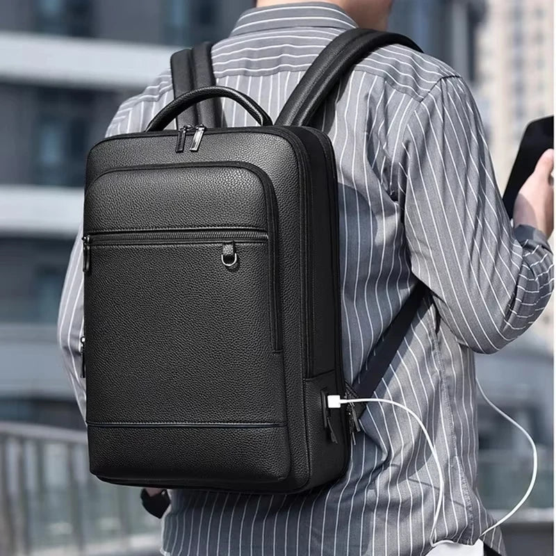Executive Leather Laptop Backpack