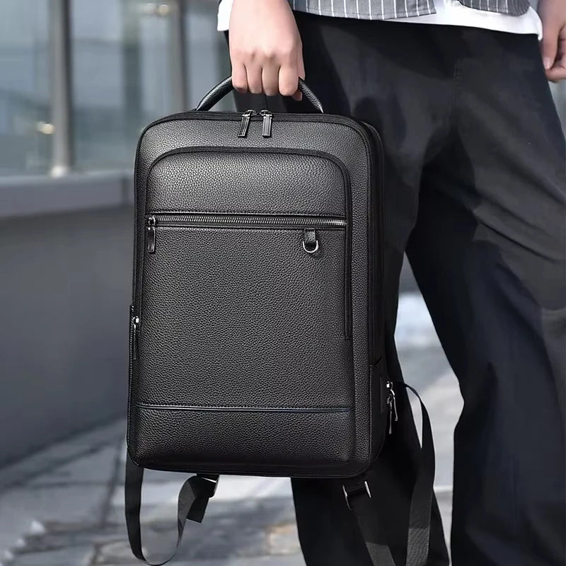 Executive Leather Laptop Backpack