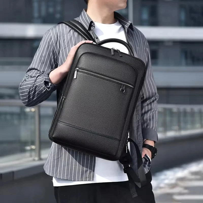 Executive Leather Laptop Backpack